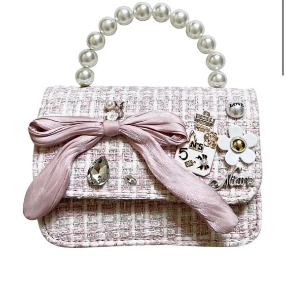 Ce Ce Co Pink mini purse with charms and pearl handle -Maisonette - Picture 1 of 9